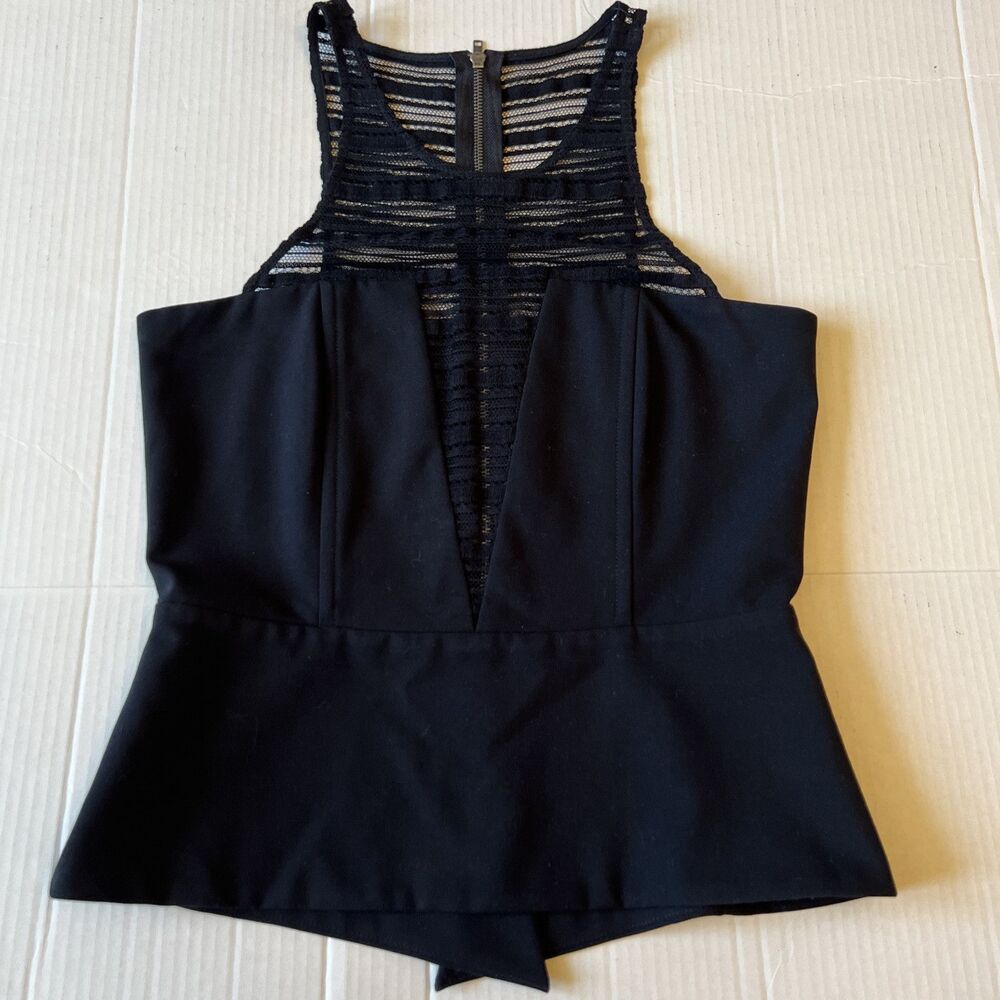 MASON Size 4 Black Top Vest Lace Silk Lining